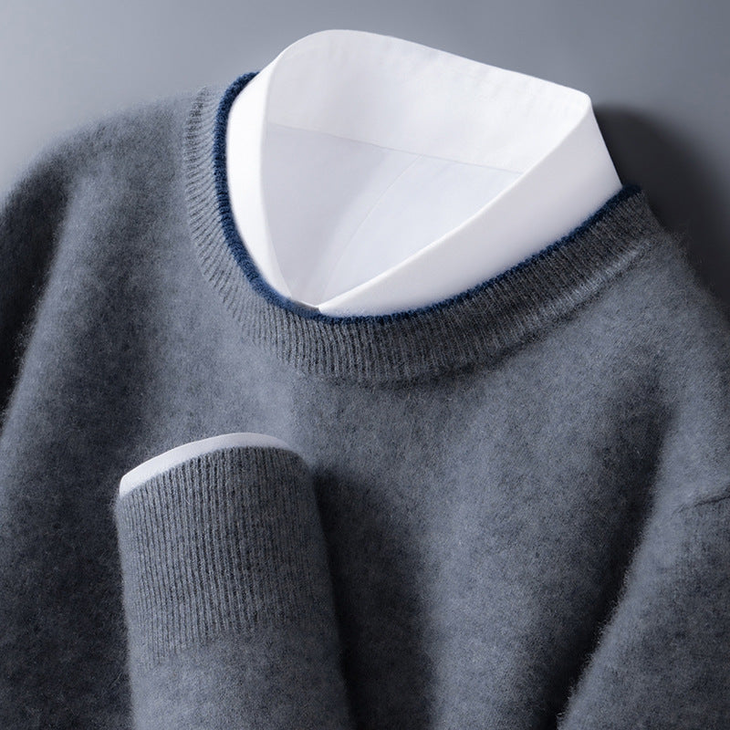 Classic crewneck contrast-trim everyday jumper for men | Adrian -1