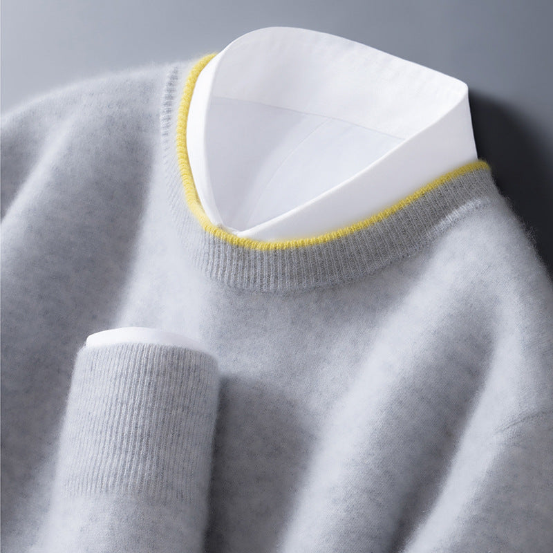 Classic crewneck contrast-trim everyday jumper for men | Adrian -5