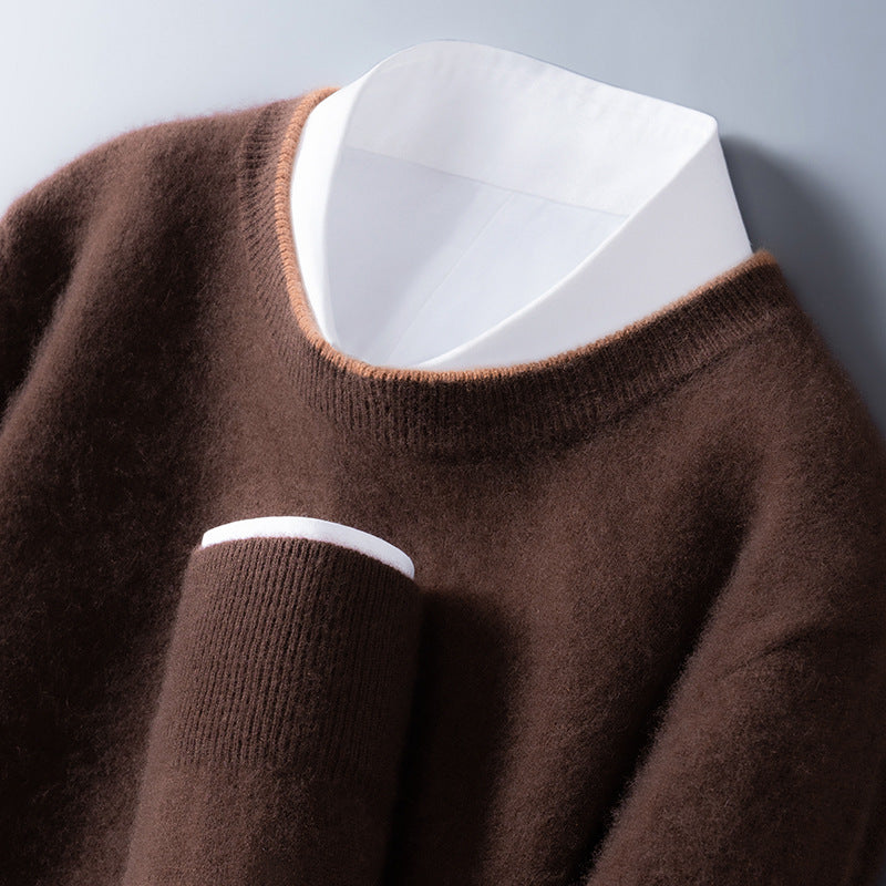 Classic crewneck contrast-trim everyday jumper for men | Adrian -3