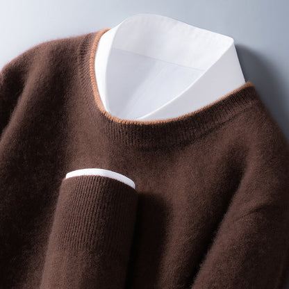 Classic crewneck contrast-trim everyday jumper for men | Adrian -3