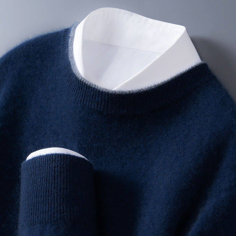 Classic crewneck contrast-trim everyday jumper for men | Adrian -2