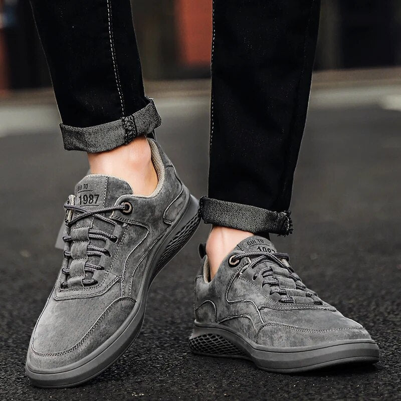 Suede cushioned casual everyday trainers for men | 1987 -5
