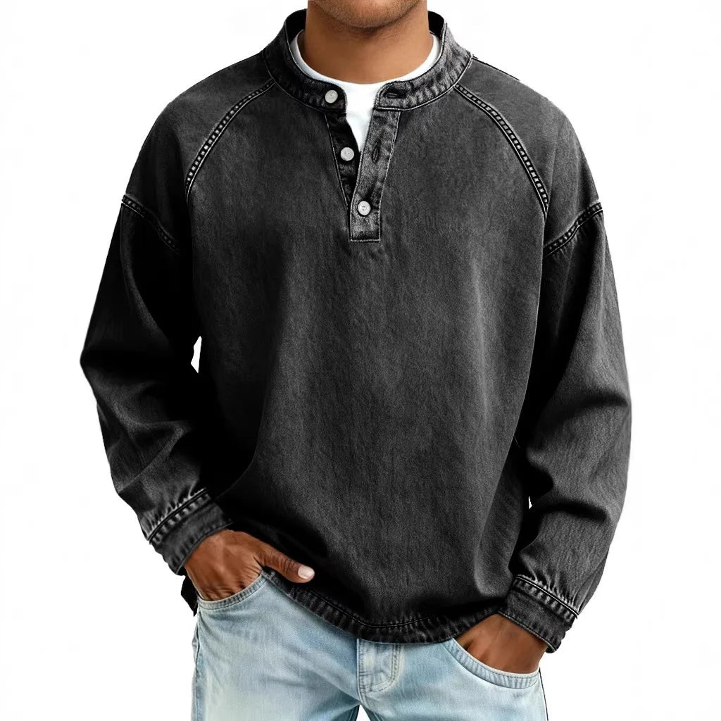 Rowan | Men's Vintage Denim Henley Pullover