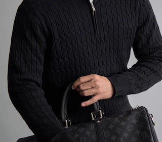 Cable-knit half-zip warm pullover for men | Ellison -14