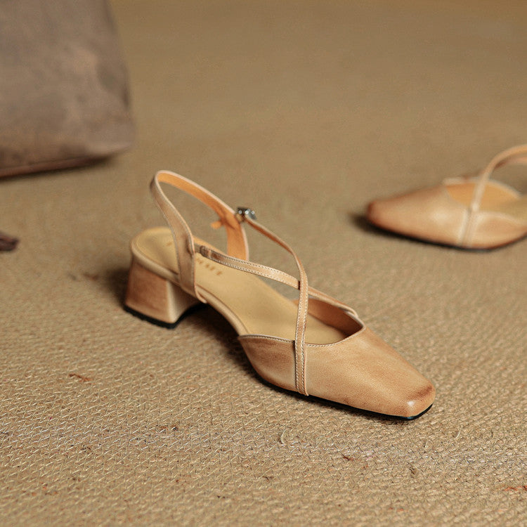 Closed-toe block-heel buckle sandals for women | Cecelia -15
