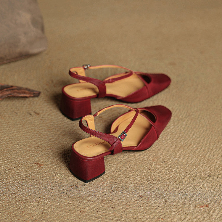 Closed-toe block-heel buckle sandals for women | Cecelia -4