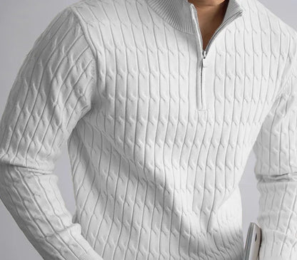 Cable-knit half-zip warm pullover for men | Ellison -17