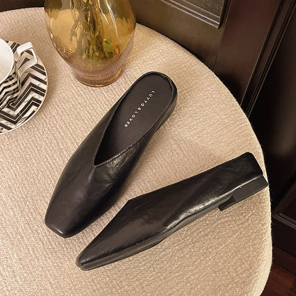 Vegan leather low-cut slip-on everyday flats for women | Vale -3