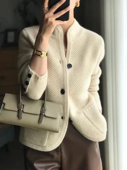 Elegant button-front classic long cardigan for Women | Lucille Élan