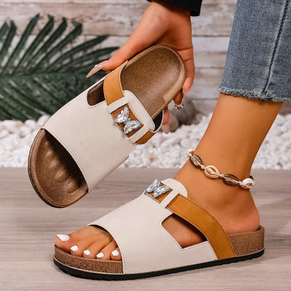 Jasper | Cork Sole Buckle Slide Sandal