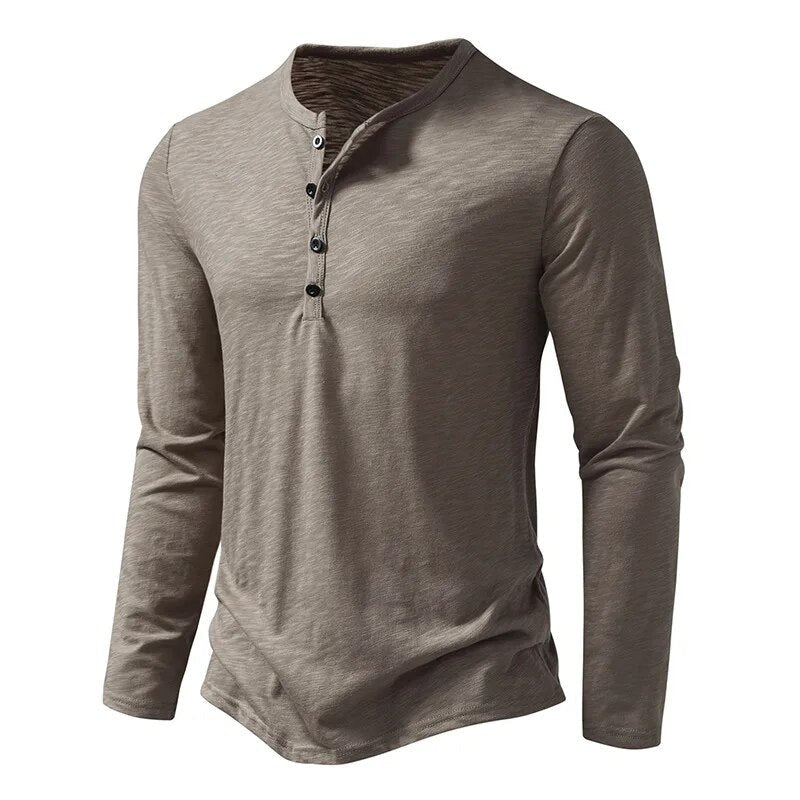 Slim-fit cotton henley casual shirt for men | Dixon -2