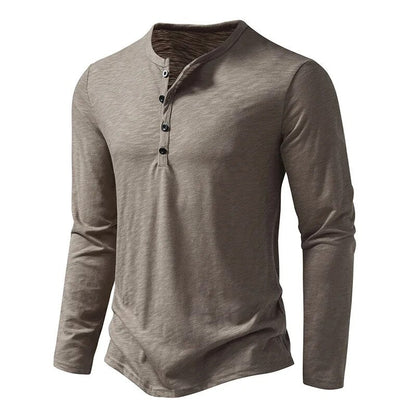 Slim-fit cotton henley casual shirt for men | Dixon -2