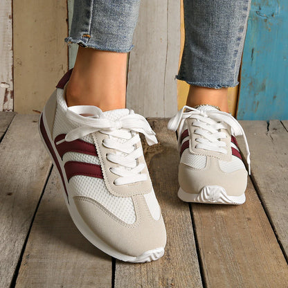 Breathable striped shock-absorbing everyday trainers for women | Isoria -8