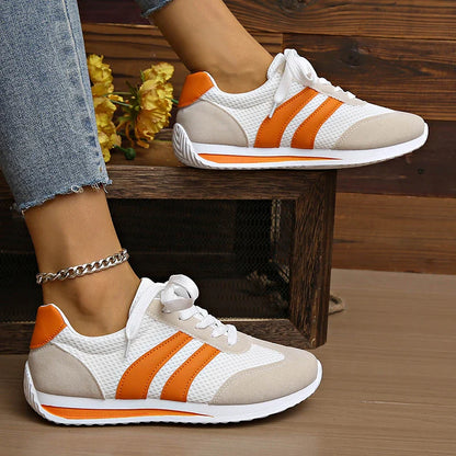 Breathable striped shock-absorbing everyday trainers for women | Isoria -3