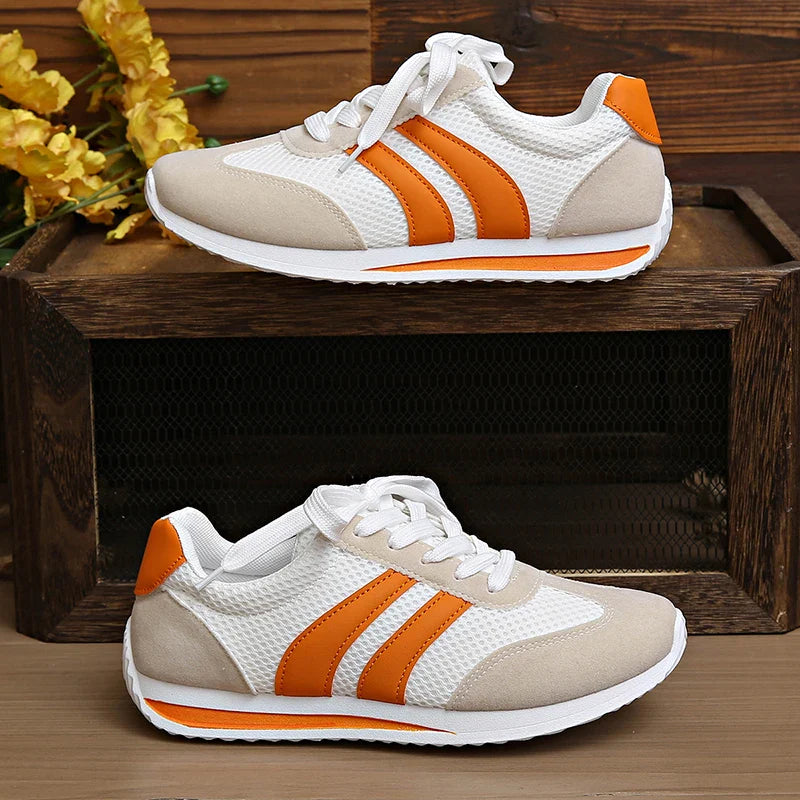 Breathable striped shock-absorbing everyday trainers for women | Isoria -6
