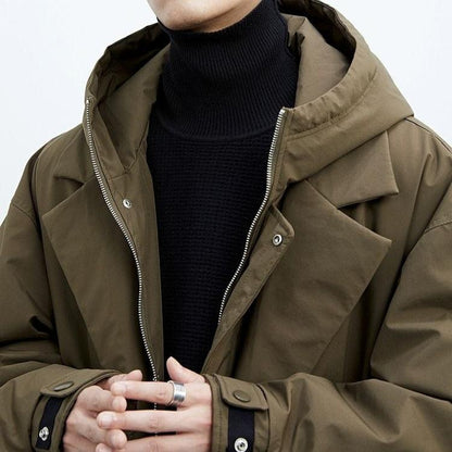 Long hooded zip-front tailored overcoat for men | Kensington -6