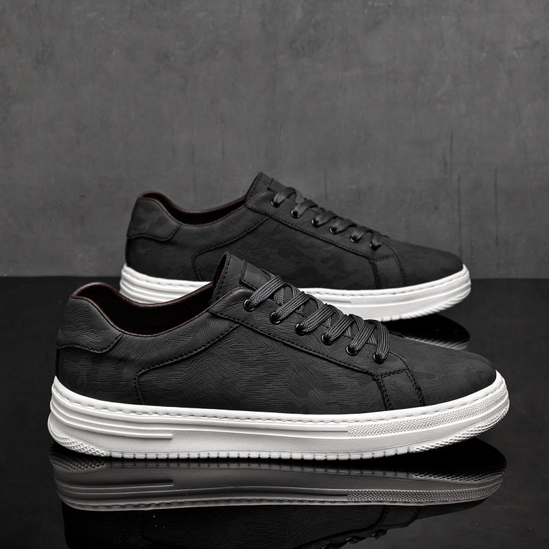 Textured leather everyday casual trainers for men | Canyon -2