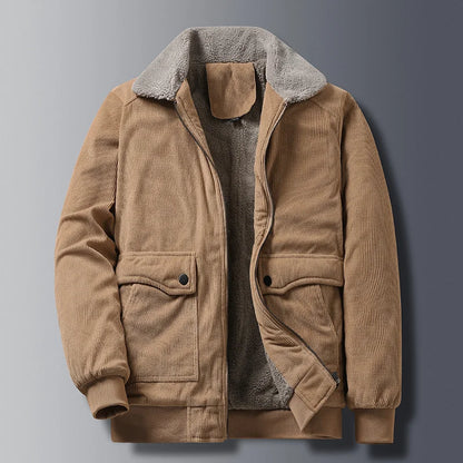 Corduroy zip fleece-lined jacket for men | Maison Ridgefield -1