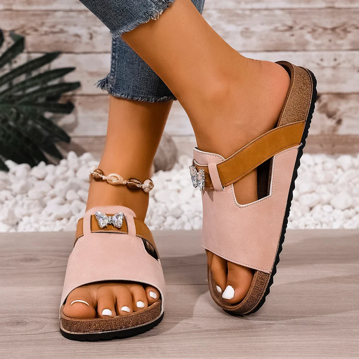 Jasper | Cork Sole Buckle Slide Sandal
