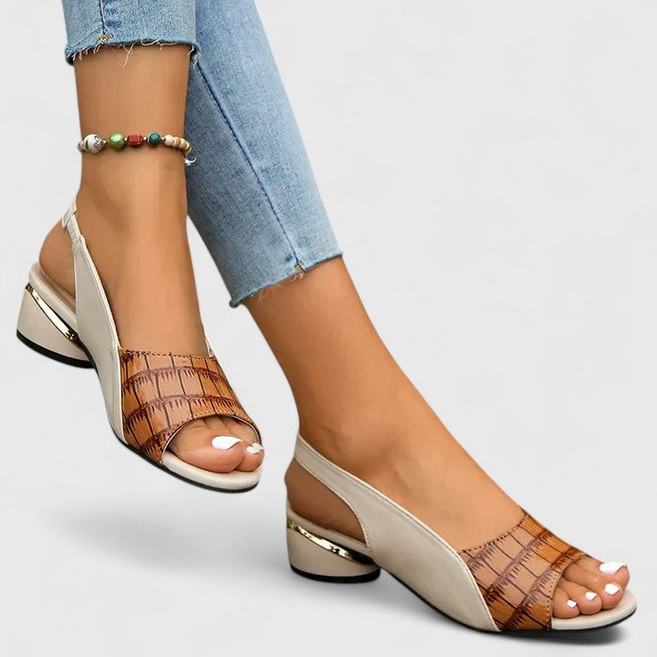 Della | Women's Leather Open Toe Buckle Sandal