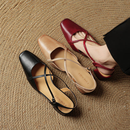 Closed-toe block-heel buckle sandals for women | Cecelia -16