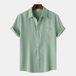 Linen-cotton spread-collar summer shirt for men | Coastal -10