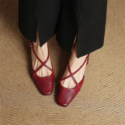 Closed-toe block-heel buckle sandals for women | Cecelia -2