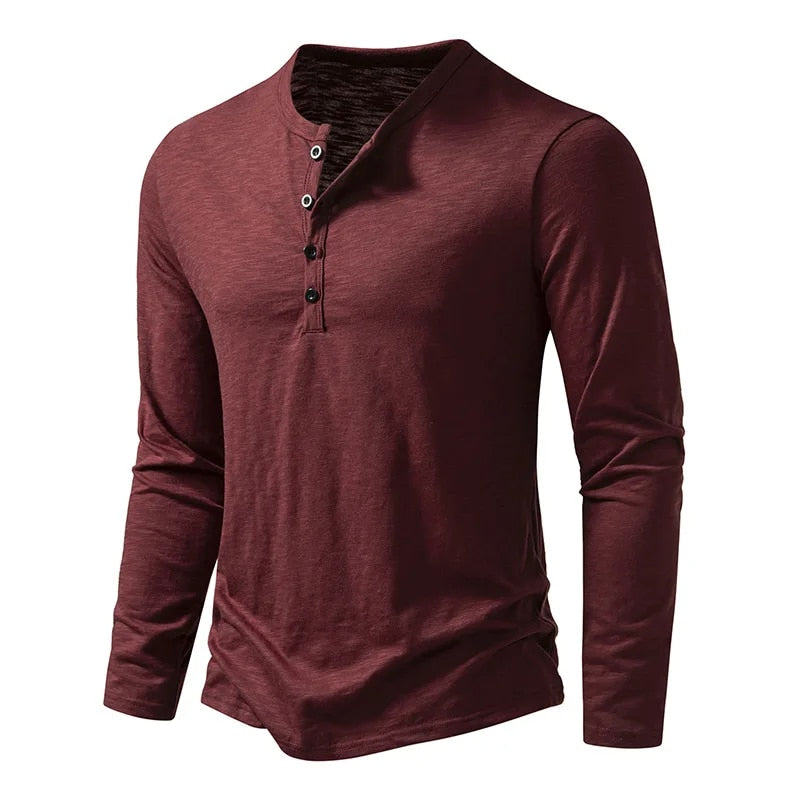 Slim-fit cotton henley casual shirt for men | Dixon -12