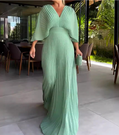 Floating ribbed maxi dress for women | Ria -11