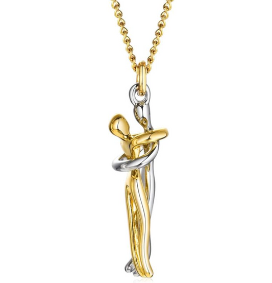 Gold and silver hug couple necklace for women | Abrazo -1