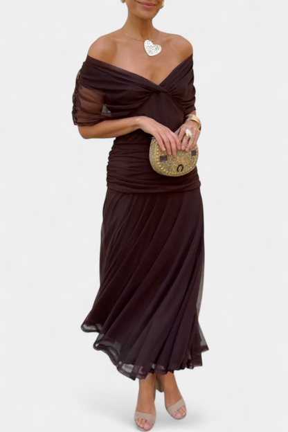 Long floral V-neck everyday dress for women | Vivian -8