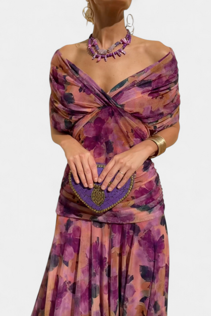 Long floral V-neck everyday dress for women | Vivian -2
