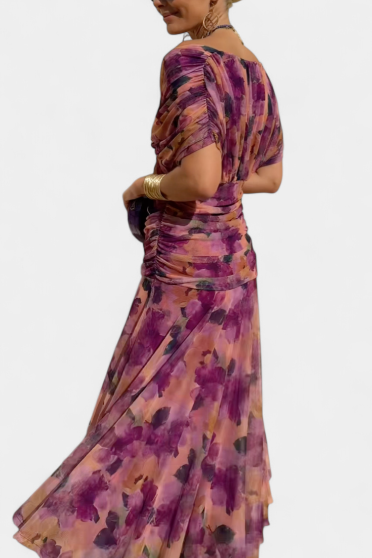 Long floral V-neck everyday dress for women | Vivian -6