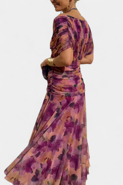 Long floral V-neck everyday dress for women | Vivian -6