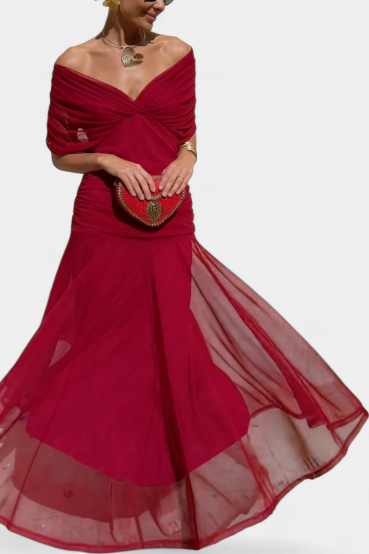 Long floral V-neck everyday dress for women | Vivian -14