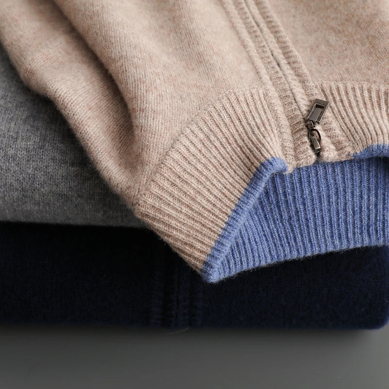 Pure cashmere zip everyday jacket for men | Riku -3