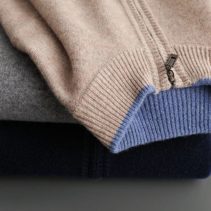 Pure cashmere zip everyday jacket for men | Riku -3