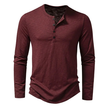 Slim-fit cotton henley casual shirt for men | Dixon -14