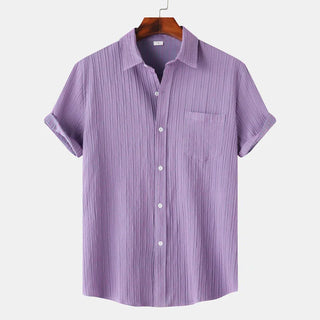 Linen-cotton spread-collar summer shirt for men | Coastal -1