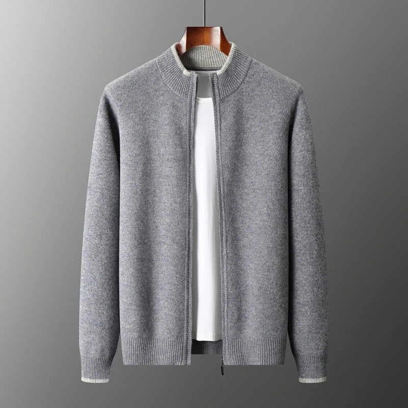 Pure cashmere zip everyday jacket for men | Riku -6