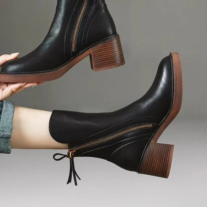 High-heel metal-zip ankle boots for women | Selene -9
