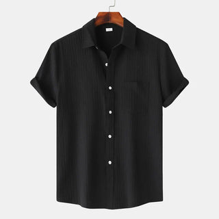 Linen-cotton spread-collar summer shirt for men | Coastal -12
