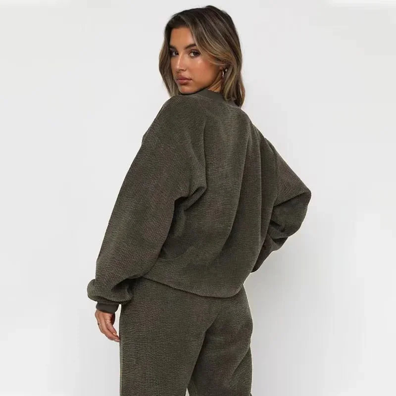 Corduroy-textured sweatshirt and jogger set for men | Cordella -2