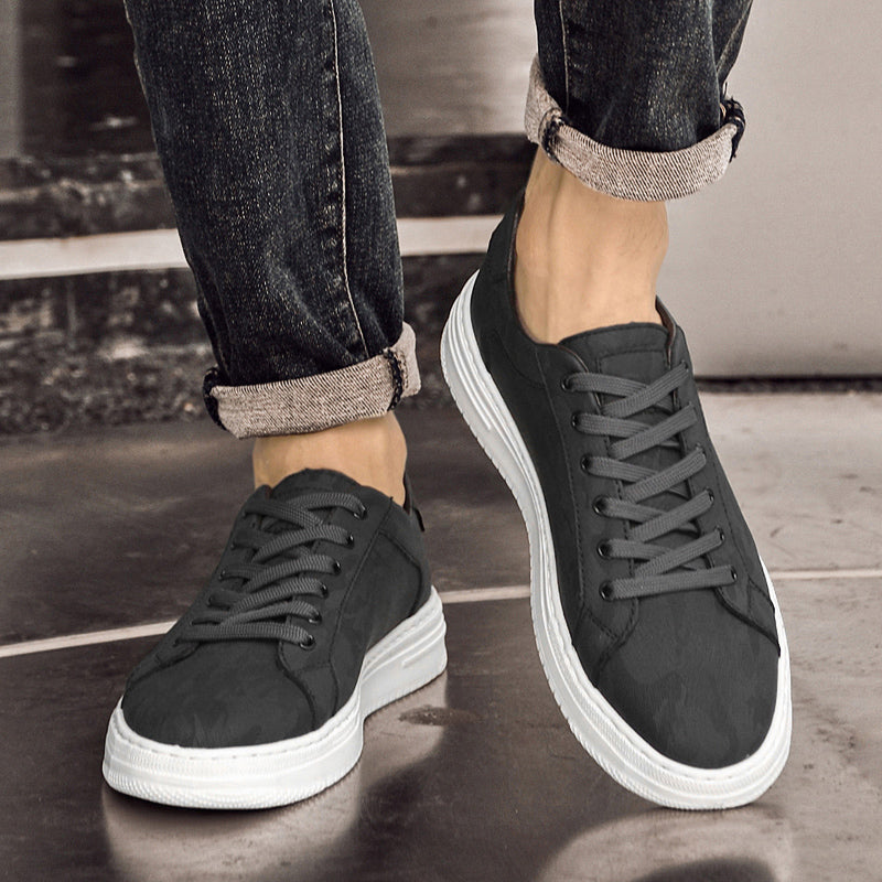 Textured leather everyday casual trainers for men | Canyon -5