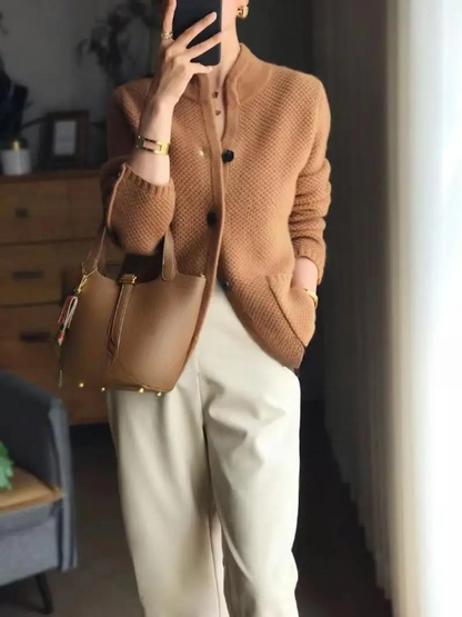 Elegant button-front classic long cardigan for Women | Lucille Élan