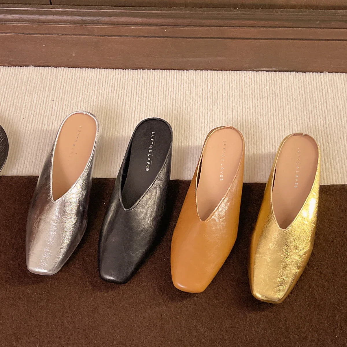 Vegan leather low-cut slip-on everyday flats for women | Vale -12