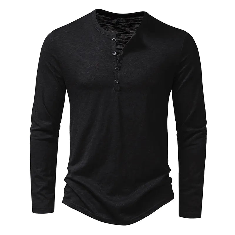 Slim-fit cotton henley casual shirt for men | Dixon -16