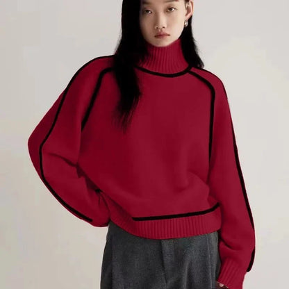 Ottoline | Women's Contrast Piping Turtleneck Sweater