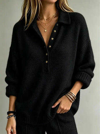 Alma | Women's Button Neck Polo Sweater