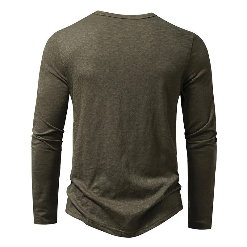 Slim-fit cotton henley casual shirt for men | Dixon -6